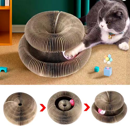 Griffoir pour Chat - Planche d'Orgue Magique - Carton Ondulé - Jouet Interactif avec Balle - Pliable et Modulable - Respectueux de l'Environnement